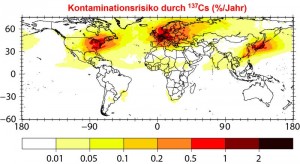 jährliche Wahrscheinlichkeit einer radioaktiven Verseuchung von über 40 Kilobecquerel pro Quadratmeter